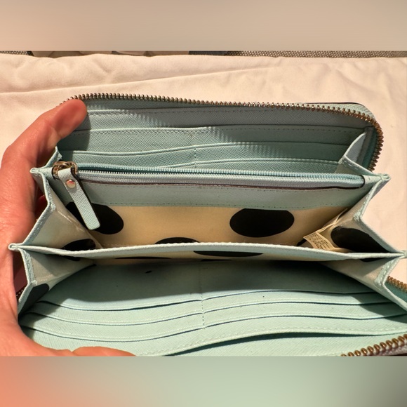 Kate Spade Wallet -turquoise with polka dot lining - Picture 3 of 4